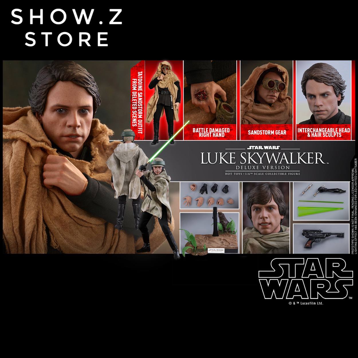 Hot Toys 1/6 Luke Skywalker MMS517 Crait Version | ShowZStore.com