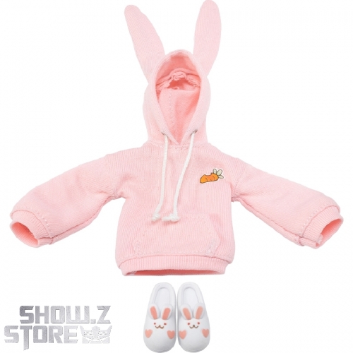 Snail Shell Cherry Pink Rabbit Ear Sweatshirt &amp; Slippers Set for 1/10 &amp; 1/12 Mecha Girl
